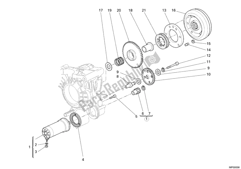 All parts for the Starting Motor of the Ducati Monster S2R 800 USA 2005